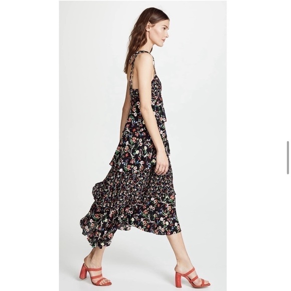 Club Monaco Suukyi Dress Floral Tiered Ruffle Size 10 Party NWOT V Neck spring‍ - Picture 3 of 11